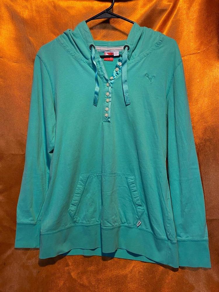 Puma Men's Blue Long Sleeve Sport Life Style Front Button Hoodie Sweatshirt - L1
